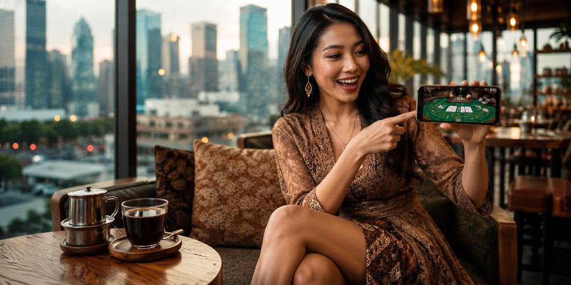 Pemain menikmati Baccarat sambil minum kopi di kafe modern Vietnam