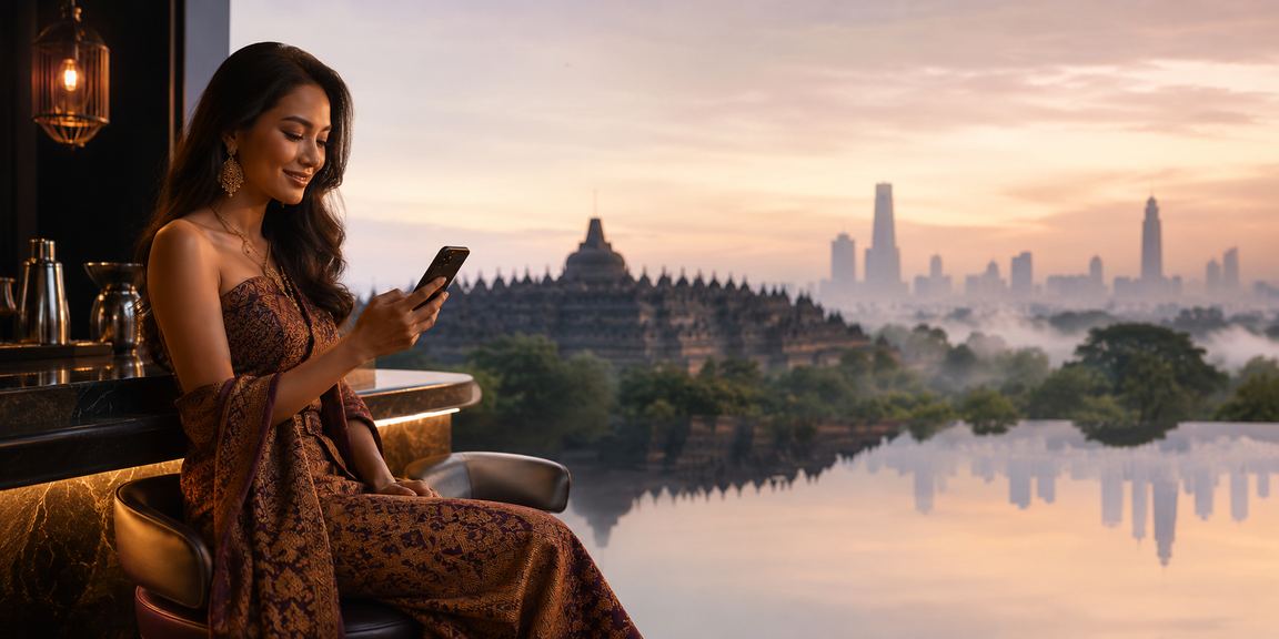 Model Vietnam menggunakan ponsel untuk mengakses casino mobile dengan nyaman